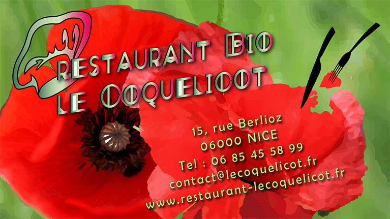 PORTFOLIO : CARTE DE VISITE LE RESTAURANT BIO LE COQUELICOT