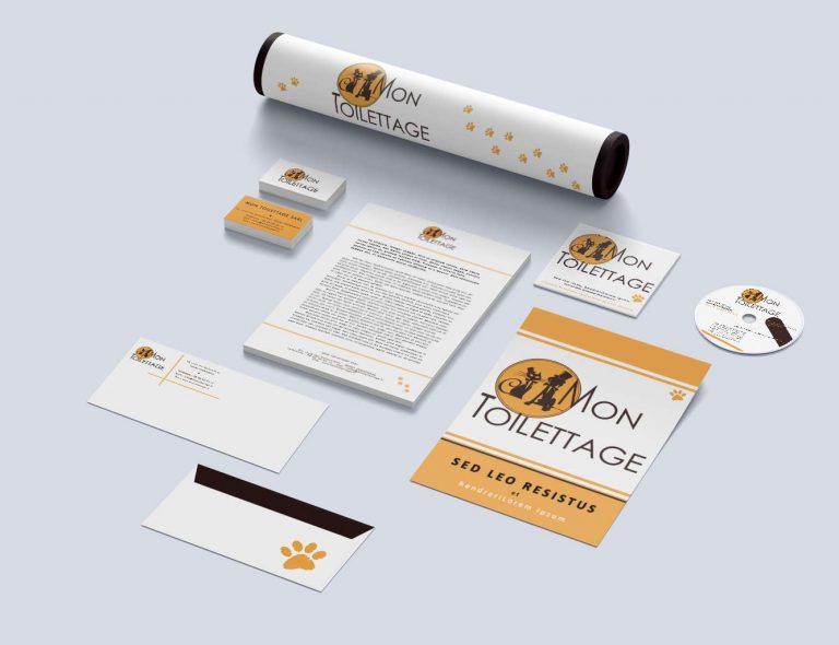 MokeUp Brand logo sur multisupports Mon toilettage